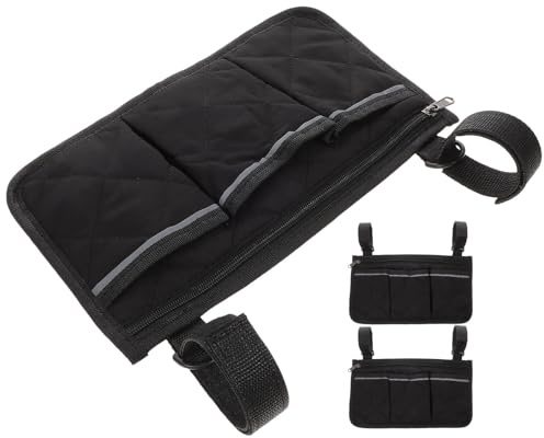 Gatuida Lot de 3 Sacoches Latérales pour Fauteuil Roulant Sangles Ajustables et Bande Réfléchissante, Organisateur Multi-poches en Tissu Résistant pour Rangement Accessoires
