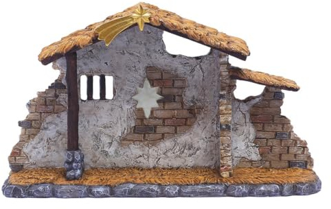 FytStycale Nativity Stable with Star Tabletop Christmas Stable Decoration Handcrafted Look Manger for Mantel