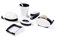 Pavo Trendy Schreibtisch-Set, 6-teilig - Hochglanz mit Stifteköcher, Klammernspender, Locher, Heftgerät, Zettelbox und Tischabrolle, weiß