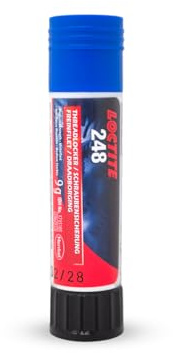 LOCTITE Schraubensicherung 248, Schraubenkleber für das Sichern von Schrauben und Muttern, mittelfestes Schraubensicherungsmittel für aktive und passive Metalle, in Stiftform, 1x9g | Halbfester Klebestift, tropffrei für senkrechte Flächen und über Kopf, für Edelstahl und Aluminium geeignet