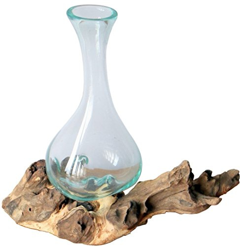 Gåva Deko Gamal Rotzelwood glasvas 20–24 cm rotträ B-WARE tekoppar glas vas karaff
