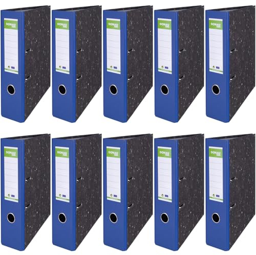 DONAU ECO Mapp Basic/Economy/A4 8 cm bred/10-pack – 10 stycken/färg – gråmelerad med mörkblå/brevbrevmapp kontorsmapp pappmapp