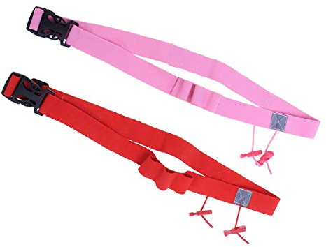 2 Stücke Startnummerngürtel Startnummernband Reflektierend Laufgürtel Triathlon Gürtel mit 6 Gel für Marathon Laufen Radfahren（Rot und Rosa）
