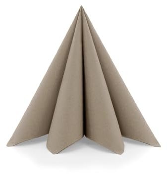 Sovie Horeca Airlaid-servetter, 40 x 40 cm, högkvalitativa engångsservetter, extremt absorberande och tygliknande, perfekt för bröllop och fester, 50 stycken (beige-grå färg)