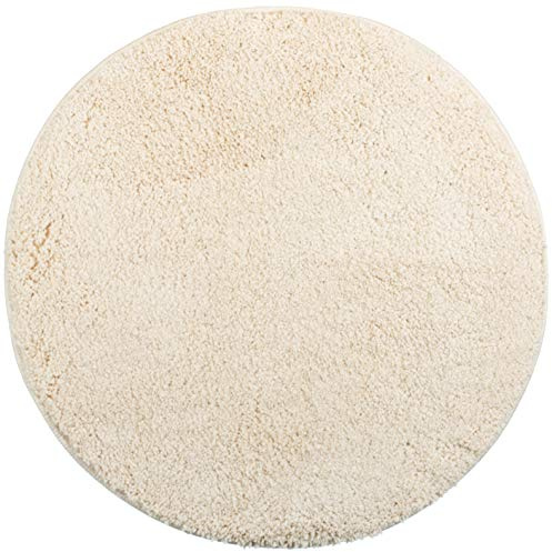 Brandsseller Tappeto da bagno Ø 60 cm Tappetino da bagno Zerbino da bagno Tappeto da doccia rotondo in ciniglia antiscivolo assorbente lavabile in lavatrice - Beige