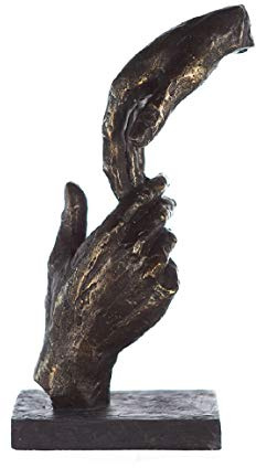Casablanca Skulptur Two Hands, Deko Figur Bronze, Kunstharz Statue Wohnzimmer, Büro Dekoration H. 29 cm x B. 13 cm - Moderne Skulpturen, Hand Symbol Zusammenhalt