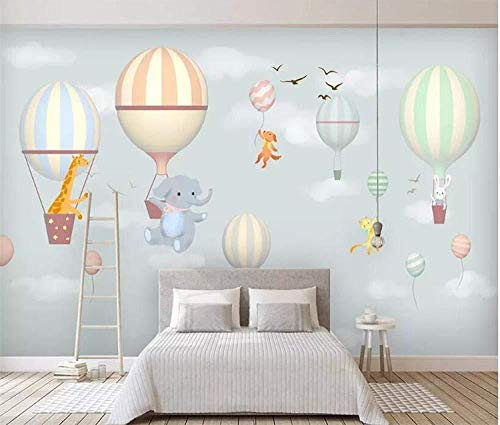 Tapete Für Kinder Tapete Heißluftballon Elefant Hase Handgemalte Fototapete fototapete 3D Tapete effekt Vlies wandbild Schlafzimmer-430cm×300cm
