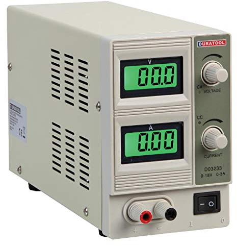 Duratool D03233 18V, 3A DC Adjustable Regulated Linear Bench Power Supply