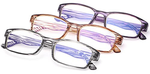 Valore 3 Pacco Occhiali da Lettura Anti Luce Blu Anti Affaticamento Blocco della Cefalea UV Protezione Unisex Retrò Occhiali da Vista per Uomo e Donna Leggera Lenti Chiara Comodo Presbiopia Lettori