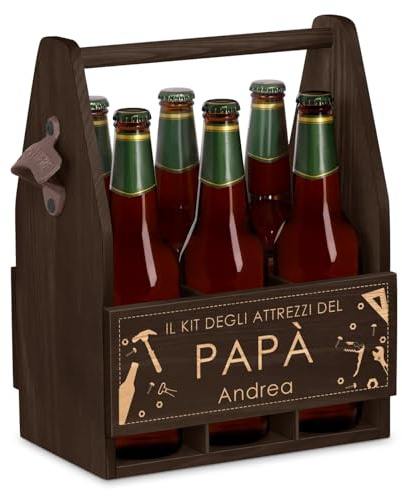 Maverton Cassetta Porta Birre in Legno, Portabottiglie Personalizzato | 6 Bottiglie Standard, Idea Regalo Uomo Compleanno, Perfetto per ogni Amante della Buona Birra