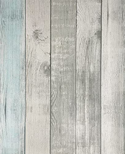 Shackcom Peel and Stick Wallpaper Wood Effect 40 X 1000CM, Self-Adhesive Removable Waterproof Anti-Scratch Contact Paper Decorative for Wall Furniture Door – Blue Color