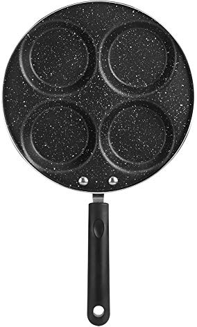 Tomotato Sartén de Cuatro Agujeros, Sartén Multifuncional 4 en 1 Adecuada para Hacer Pastel de Carne, Tortitas, Tocino, Huevos