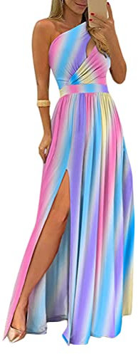 shownicer Femme Maxi Robe Longue Été Col V Robe Soirée Cocktail Florale Motifs Fantaisie sans Manche C Violet S