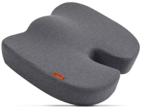 Ergonomisches Sitzkissen Bürostuhl – Sitzring Steißbein Entlastung – Von Experten Entwickelt – Steißbeinkissen für Rücken & Gesäß – Ergonomisch Gerundet – Rutschfest – Waschbar – 45x32x10 cm – Grau