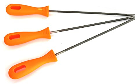 heyous 3pcs Chainsaw Chain Sharpening File Set Chainsaw Files Sharpener with Plastic Handle Woodworking Hand Tools 4.5mm