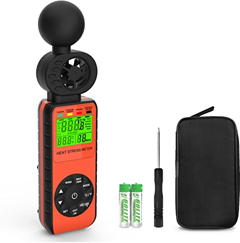 Digitaler Anemometer Windmesser Handheld, GOLDCHAMP Windgeschwindigkeitsmesser Anemometer Hintergrundbeleuchtung Wind Speed Meter mit Gauge,Windgeschwindigkeit/Temperatur/Luftfeuchtigkeit