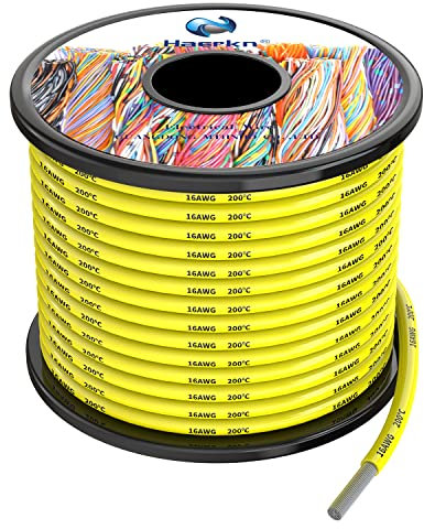 1.3mm² 16AWG Silicone Fili elettrici Giallo colori 15 metri Cavo Elettrico filo di rame stagnato a più fili Alta Temperatura Resistente