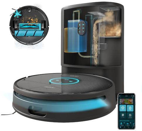 Cecotec Robot aspirapolvere Conga 12090 Twice Roller Home&Fill, Base di auto-svuotamento della polvere e serbatoio misto, Navigazione laser, 5000 Pa, Autonomia 240 min, APP