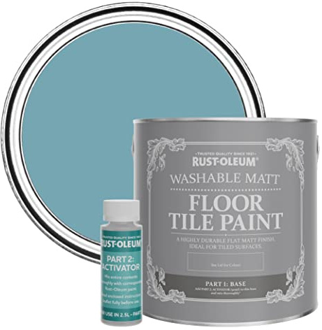 Rust-Oleum Peinture Bleue Lessivable pour Sols Carrelés, Finition Mate - Pétrole 2.5L