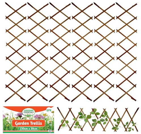 SOL 6pk Garden Trellis for Climbing Plants, 150cm x 30cm Expanding Garden Trellis for Fences, Walls & Planters, Durable Support, Withstand Weather Conditions, Ideal for Landscape & Decorations