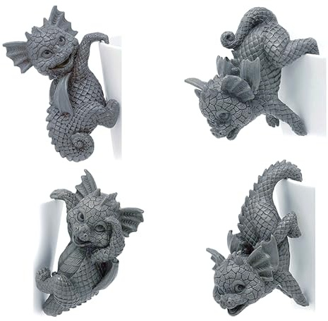 Kleine Lustig Drachen Figuren,4 STK Kunstharz Outdoor Herbstdeko für Garten