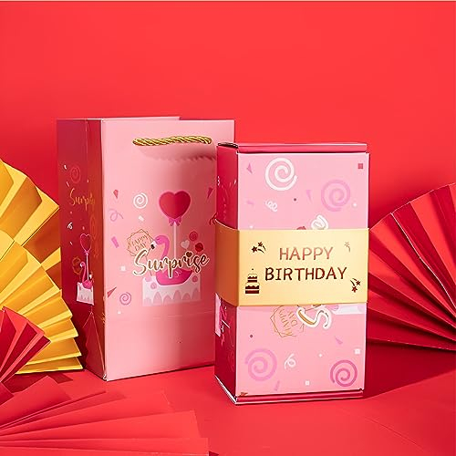 ACAREY Weihnachtsdeko Herbstdeko Überraschungsbox Geschenkbox Geschenke für Frauen, Explosionsbox Frauen 30 40 50 Geburtstag Frauen, DIY Überraschungsbox Surprise Box (Rosa-A)