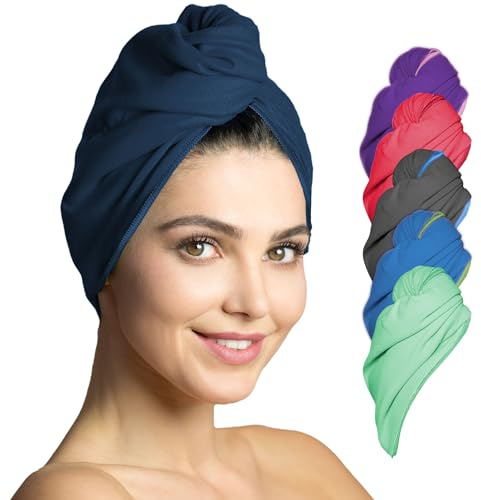 Hårturban mikrofiber - absorberande och snabbtorkande microfiber- speciell turbanhandduk och hårhandduk - 1 styck (marinblå) | Marinblå, 1 styck, hårhandduk med knapp, mikrofiberhuvud turban, hårhandduk