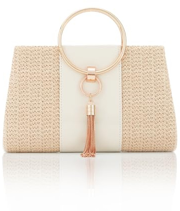 Jywmsc Pochette di Paglia per le Donne Borse da Spiaggia Estive Tote Nappe da Sera Borsa a Mano