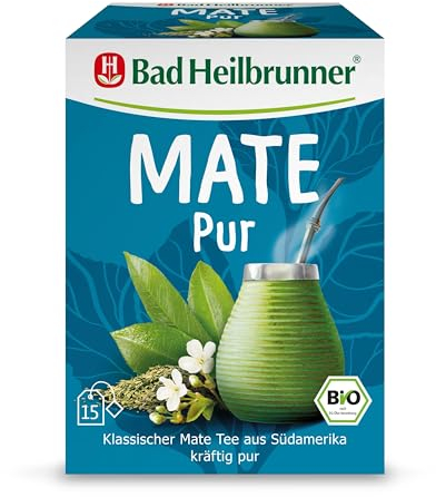 Bad Heilbrunner Mate PUR Tee - im Filterbeutel - Mate - klassischer Mate Tee aus Südamerika mit Kurkuma - harmonisches Geschmakserlebnis (5 x 15 Filterbeutel)