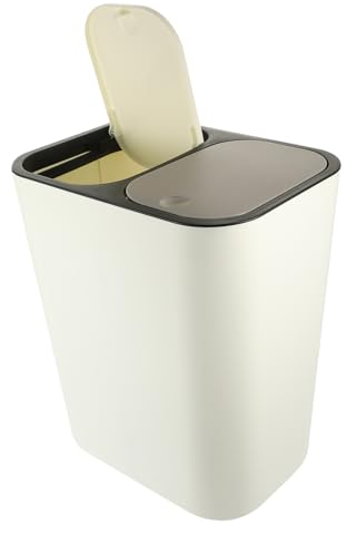 MAGICLULU Doble Puerto Para Cocina y Oficina Cubo De Basura De Plástico Rectangular Tapa Papelera Prensa Adecuado Para Reciclaje y Uso Doméstico Diseño Compacto y Funcional
