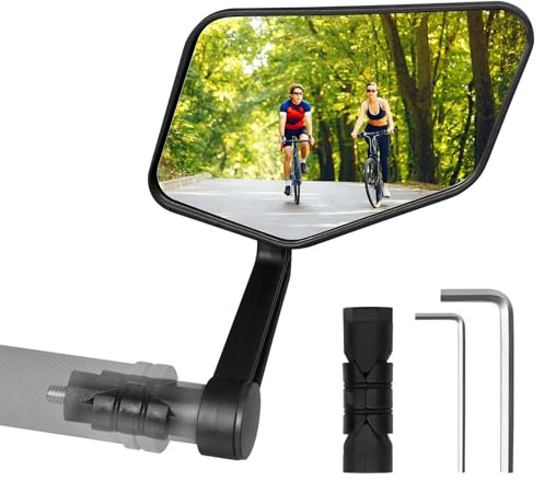 Homieway Fahrradspiegel, HD Extra Große Spiegelfläche Rückspiegel Fahrrad, Schlagfestes Echtglas Fahrradlenkerspiegel, Klappbar Fahrrad Spiegel für E-Bike Lenker 15-23mm (Rechts)