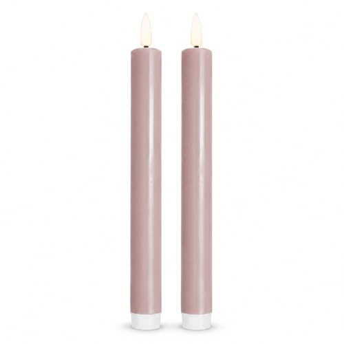 ReWu Deluxe Homeart Stabkerze 2 Stück 15 cm Rose LED Kerze aus Echtwachs