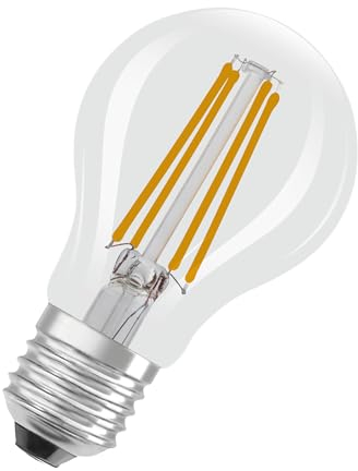 Osram Lampada LED LED Classic con filamento dalla classica forma a lampadina, filamento in vetro trasparente, 2,2 W, attacco E27, EEK A, 470 lm per illuminazione generale.