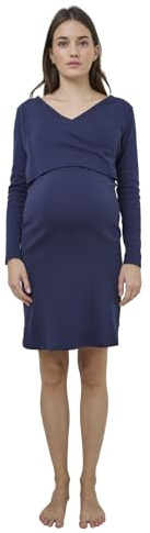 VERTBAUDET Chemise de Nuit Effet Cache-Coeur Grossesse et Allaitement Marine 38/40
