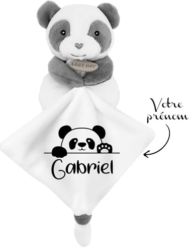 KDO MAGIC - Personalisiertes Schmusetuch - Personalisiert mit einem Namen - Anpassbares Geschenk für Kinder - Geschenkidee zur Geburt, Baby, Geburtstag, Taufe (Motiv: Pandabär, Panda)