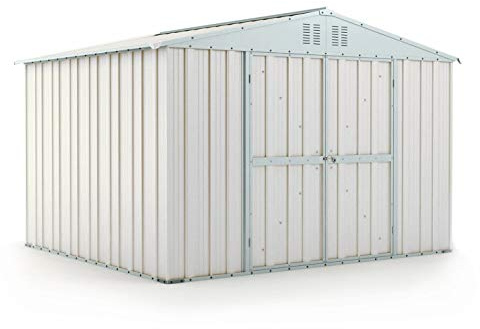 Box in Acciaio Zincato Casetta da Giardino in Lamiera 3.27 x 2.69 m x h2.17 m - 132 KG – 8,80 metri quadri (Bianco)