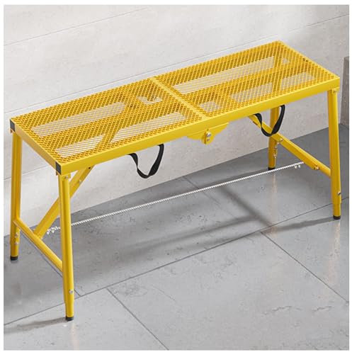 Plataforma de andamio ajustable resistente para lavado de coches y paneles de yeso, banco de trabajo plegable portátil con escalera y taburete