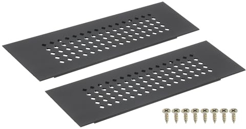 sourcing map Cubierta de ventilación de aire, 2 piezas de aleación de aluminio de 150 x 50 mm, cubierta de ventilación rectangular con tornillo, rejillas de ventilación decorativas para puerta,