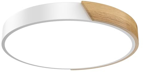 FIVMEN LED Deckenlampe Holz 60W Deckenleuchte Kaltweiß Deckenlampen Led Lampen für Wohnzimmer Schlafzimmer Badezimmer Balkon Ø40cm, Weiß