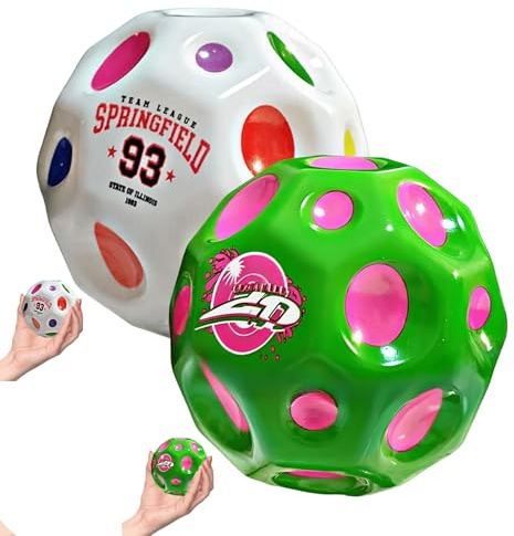JollyGo Jump Ball-9.5 cm 2er Set Big Moon Ball-Super High Bouncy Lightweight PU Material-for Children and Pets-interaktives Spielzeug zum Stressabbau-Flummies für Kinder im Freien (Weiß & Grün)