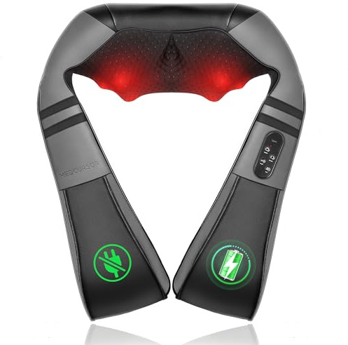Medcursor Neck Massager with Heat - Deep Tissue Pain Relief, Rechargeable Shiatsu Neck and Shoulder Massager, Ideal Choice for Men, Women, Mom & Dad