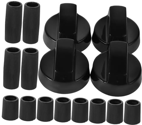 Ensemble de Boutons de Cuisinière Universels Noir 1 Set, Remplacement | Plastique, Diamètres Intérieurs 6mm et 8mm, pour Cuisinières et Fours, Installation Simple