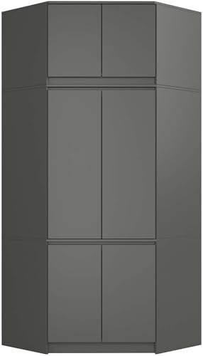 AKORD Armoire d'angle avec extension S100 - Gris graphite - 100 cm - 6 portes - 100 x 50 x 235 cm