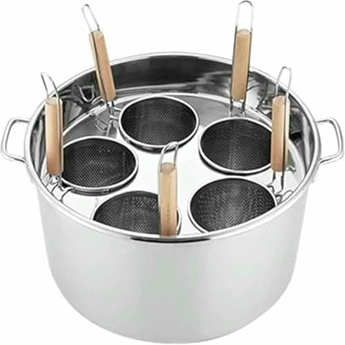 Pastatöpfe, Einsatz-Set für 5-Loch-Töpfe, mit Trennwand und Sieb, Edelstahl-Nudeltopf und Siebkorb für Küchenutensilien