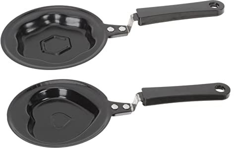 Warmhm 2 Pièces Poêle à Œufs Cœur Antiadhésive en Fer pour Petit-déjeuner