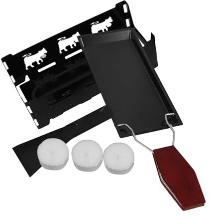 ibasenice Raclette Portatile Rivestimento Antiaderente Piastra Per Interni Scaldaformaggio Per e Cucina Al Tavolo Completo Incluso Candele