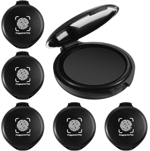 6 Pack Fingerprint Ink Pad, Portable Black Inkpad for Stamp Fingerprint Thumbprint Ink Pad for Notary Supplies discern Security ID Fingerprints Cards, Quick-Drying