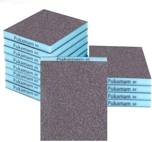 12 Piezas Lija Esponja Grain 60 Papel de Lija De Fino a Grueso para Uso en seco y húmedo Taco Lija Kit Lija de Agua para Coche, Madera, Pared, Metal, Plastico
