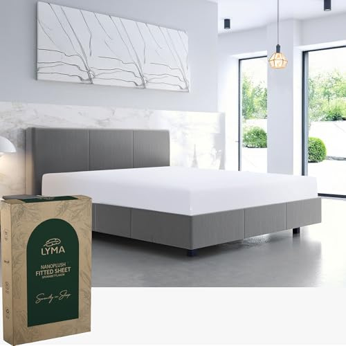 LYMA Bedding Spannbettlaken Set, Oeko-TEX Zertifiziert, Doppelt Gebürstete Nanoplush Stoff Bettlaken, Ultraweiches Atmungsaktiv Spannbetttuch für Matratzenhöhe bis 35 cm (Weiß, (200x200+35cm))