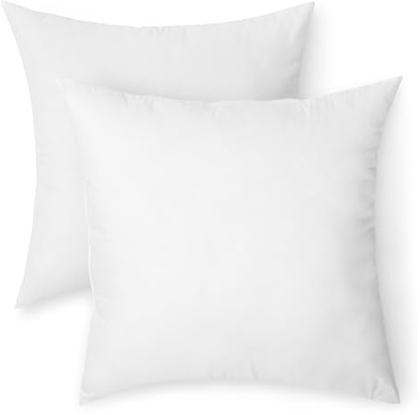 Amazon Basics Square Hypoallergenic Down Alternative Pillow Insert, Machine Washable, Softness and Support, 20 inch, 2-Pack